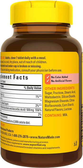 Nature Made - Chewable Vitamin C Orange, 500 mg, 60 Chewable Tablets (Expiration Date 08/24)