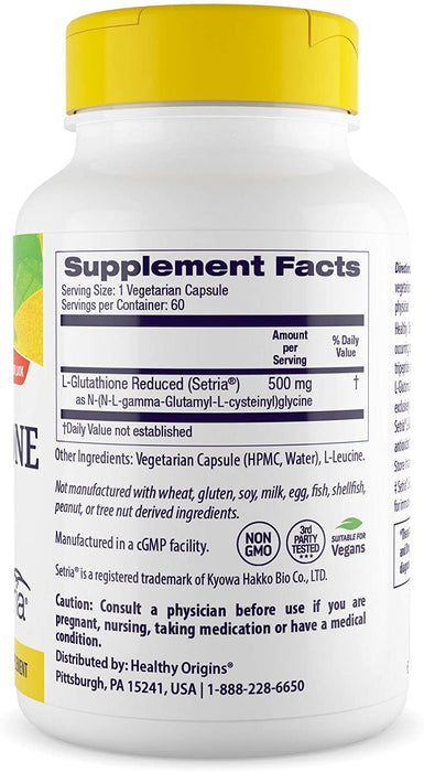Healthy Origins Setria L-Glutathione Reduced 500 mg