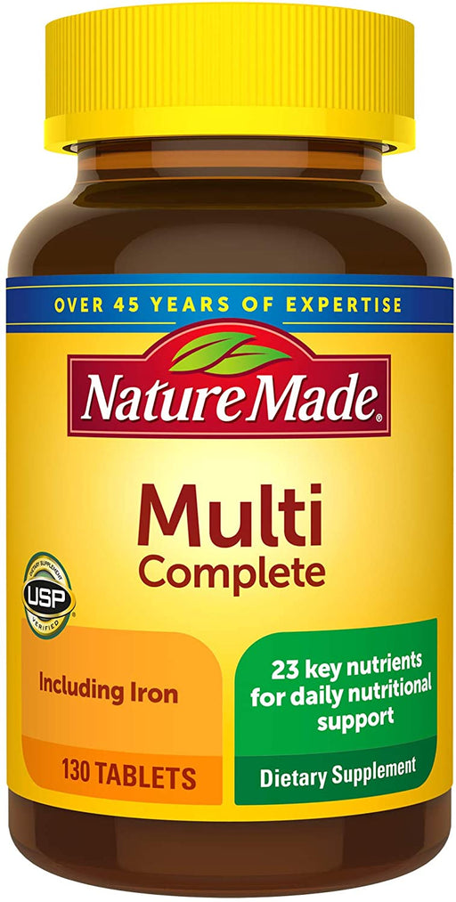 nature-made-multi-complete-with-iron-130-tablets - Supplements-Natural & Organic Vitamins-Essentials4me