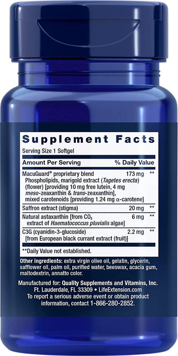 life-extension-macuguard-ocular-support-with-saffron-astaxanthin-60-softgels - Supplements-Natural & Organic Vitamins-Essentials4me