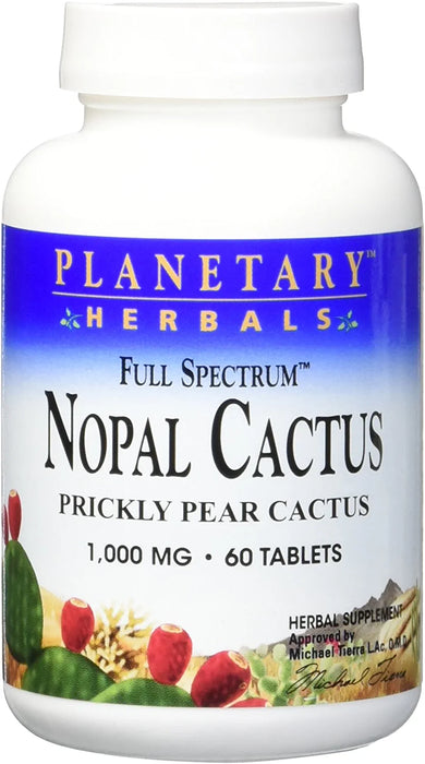 Planetary Herbals Full Spectrum Nopal Cactus 1000mg Prickly Pear Cactus Antioxidant - 100% Natural - 60 Tablets
