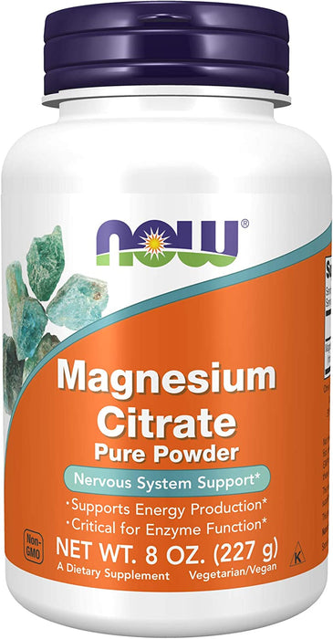 NOW Supplements, Magnesium Citrate Pure Powder, Enzyme Function, Nervous System Support, 8-Ounce