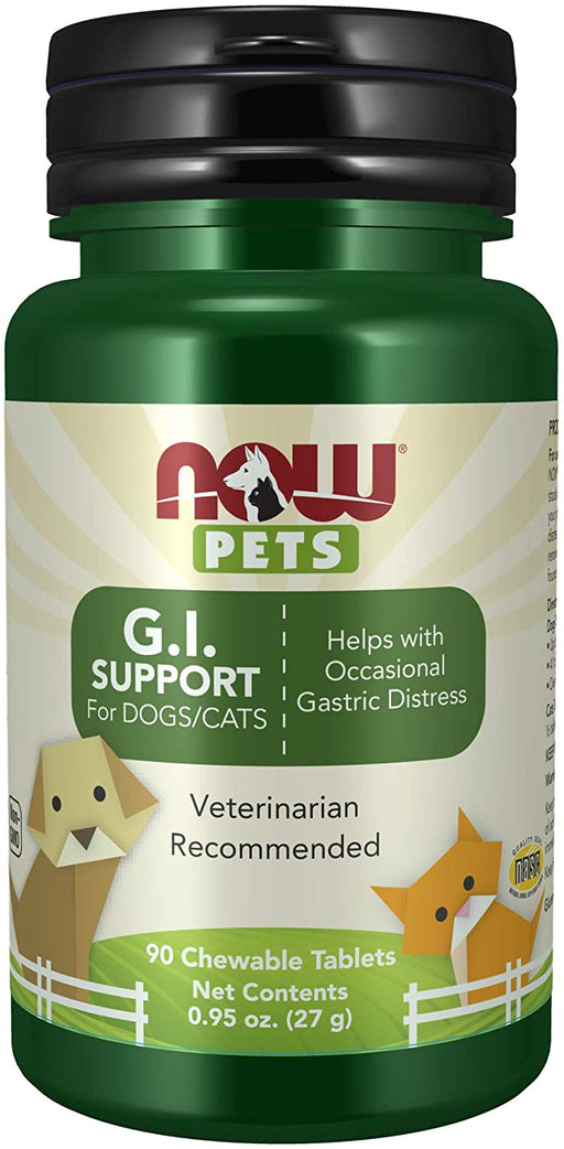 now-pet-health-g-i-support-supplement-formulated-for-cats-dogs-nasc-certified-90-chewable-tablets - Supplements-Natural & Organic Vitamins-Essentials4me