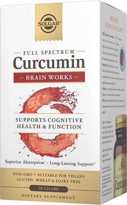 Solgar Full Spectrum Curcumin Brain Works, 90 Licaps