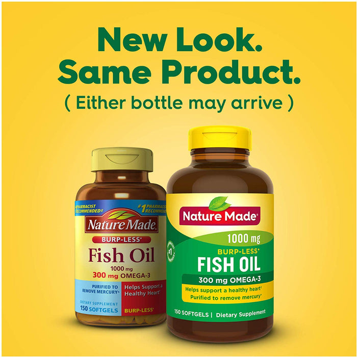 nature-made-fish-oil-omega-3-1000-mg-150-liquid-softgels - Supplements-Natural & Organic Vitamins-Essentials4me