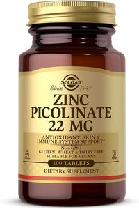 solgar-zinc-picolinate-22-mg-100-tablets-promotes-healthy-skin-supports-immune-system-normal-taste-vision-antioxidant-non-gmo-vegan-gluten-free-dairy-free-kosher-100-servings - Supplements-Natural & Organic Vitamins-Essentials4me