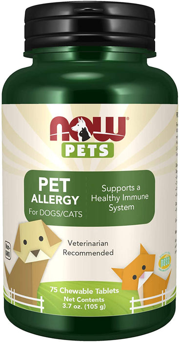now-pet-health-pet-allergy-supplement-formulated-for-cats-dogs-nasc-certified-75-chewable-tablets - Supplements-Natural & Organic Vitamins-Essentials4me