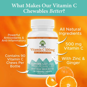 nutricelebrity-vitamin-c-zinc-ginger-roots-chewable-natural-orange-flavor-90-tablets - Supplements-Natural & Organic Vitamins-Essentials4me