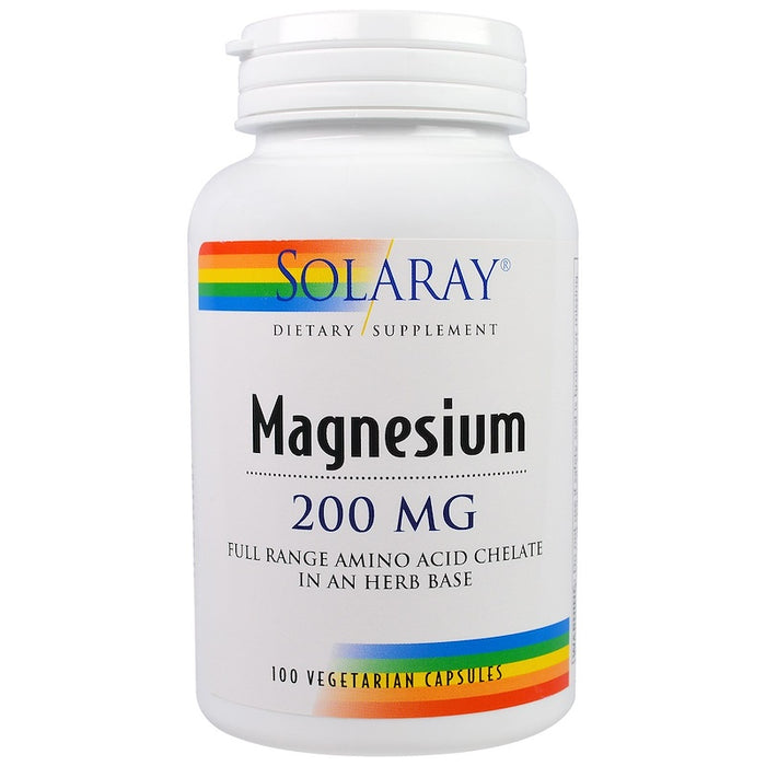 solaray-magnesium-amino-acid-chelate-100-veggie-caps-200mg - Supplements-Natural & Organic Vitamins-Essentials4me