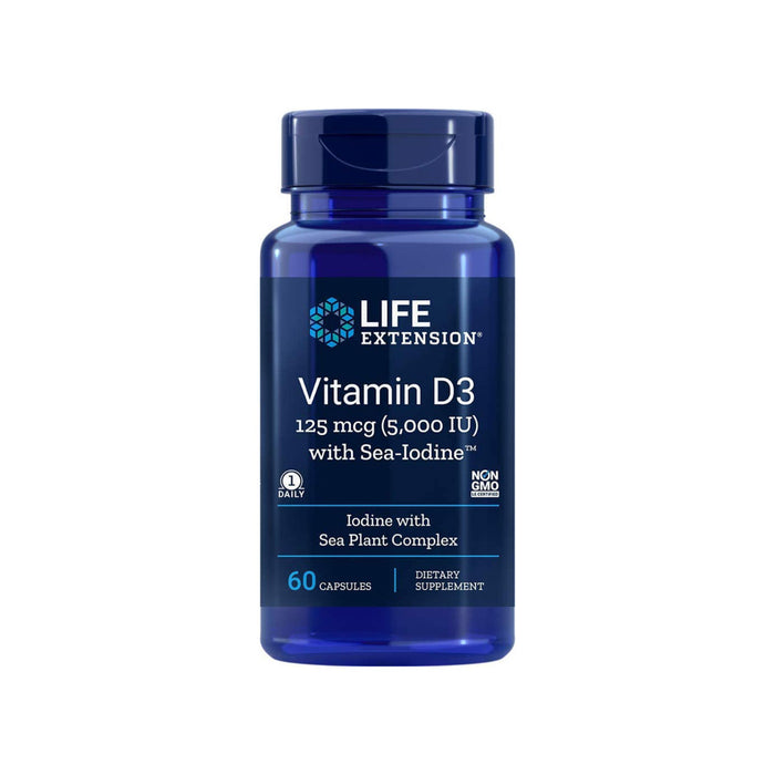 life-extension-vitamin-d3-with-sea-iodine-5000-iu-60-vegetarian-capsules - Supplements-Natural & Organic Vitamins-Essentials4me