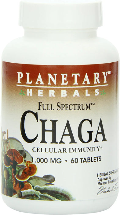 Planetary Herbals Chaga Full Spectrum, Enhance Cellular Immunity, 60 Tablets