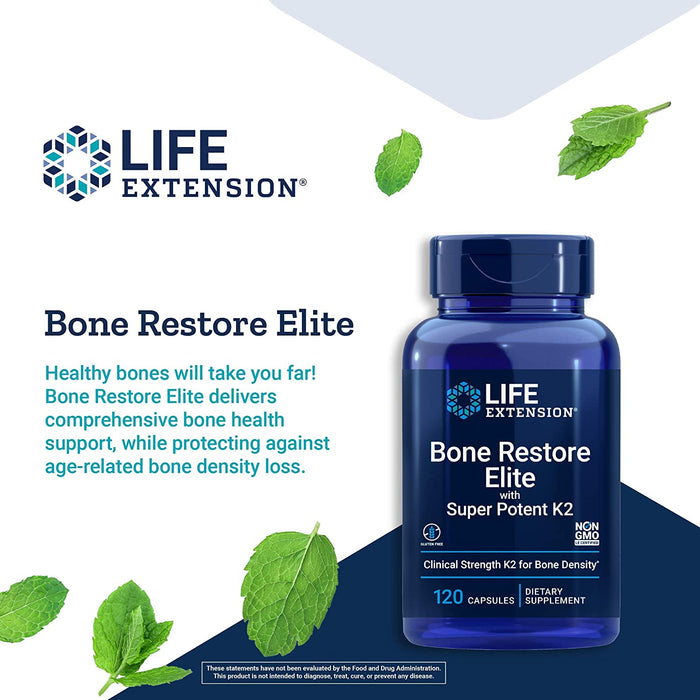 Life Extension, Bone Restore Elite, With Super Potent K2, 120 Capsules (Expiration Date 10/24)