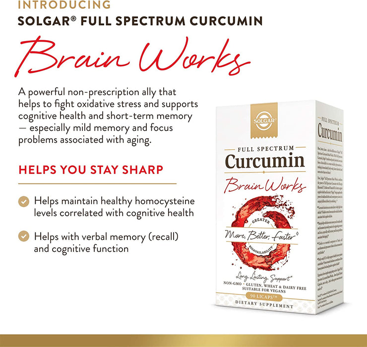 Solgar Full Spectrum Curcumin Brain Works, 90 Licaps