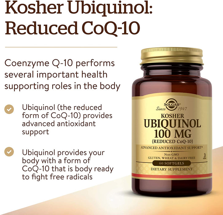 solgar-kosher-ubiquinol-100mg-60-softgels-advanced-antioxidant-support-heart-health-reduced-coenzyme-q10-coq-10-non-gmo-gluten-free-dairy-free-kosher-60-servings - Supplements-Natural & Organic Vitamins-Essentials4me