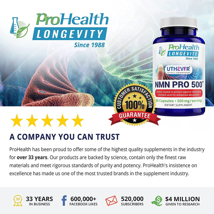 prohealth-longevity-nmn-pro-500-enhanced-absorption-uthever-brand-world-s-most-trusted-ultra-pure-stabilized-pharmaceutical-grade-nmn-to-boost-nad-60-capsules-500-mg-per-2-capsule-serving - Supplements-Natural & Organic Vitamins-Essentials4me