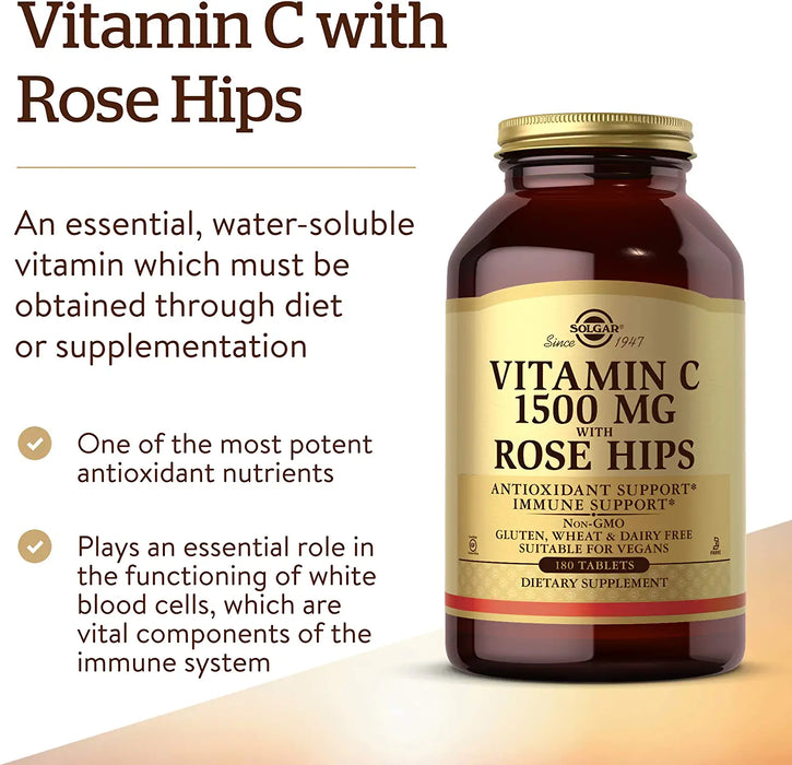 solgar-vitamin-c-1500-mg-with-rose-hips-180-tablets-antioxidant-immune-support-overall-health-supports-healthy-skin-joints-non-gmo-vegan-gluten-free-dairy-free-kosher-180-servings - Supplements-Natural & Organic Vitamins-Essentials4me