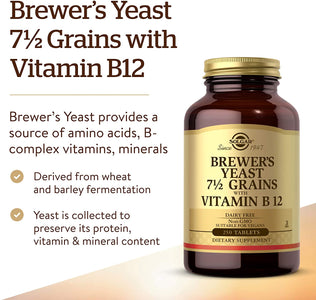 solgar-brewers-yeast-7-1-2-grains-with-vitamin-b12-250-tablets - Supplements-Natural & Organic Vitamins-Essentials4me