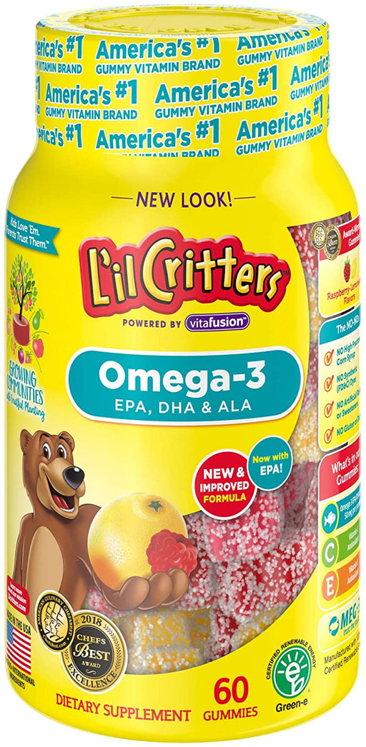 lil-critters-omega-3-raspberry-lemonade-flavors-60-gummies - Supplements-Natural & Organic Vitamins-Essentials4me
