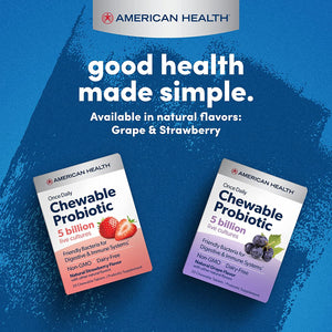 american-health-once-daily-chewable-probiotic-natural-strawberry-50-billion-cfu-60-chewable-tablets - Supplements-Natural & Organic Vitamins-Essentials4me