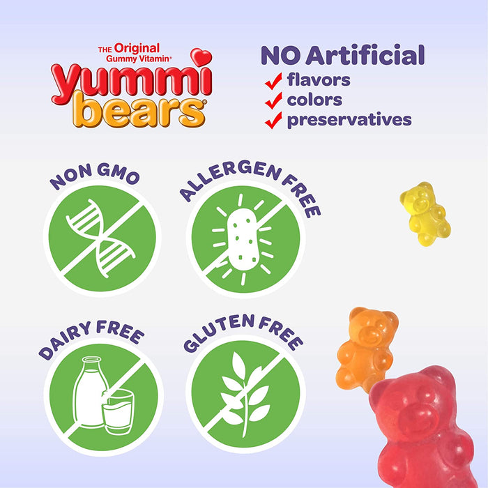 yummi-bears-vegetarian-multivitamin-and-mineral-supplement-gummy-vitamins-for-kids-90-gummies - Supplements-Natural & Organic Vitamins-Essentials4me