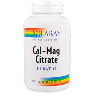 solaray-calcium-magnesium-citrate-180-veggie-caps - Supplements-Natural & Organic Vitamins-Essentials4me