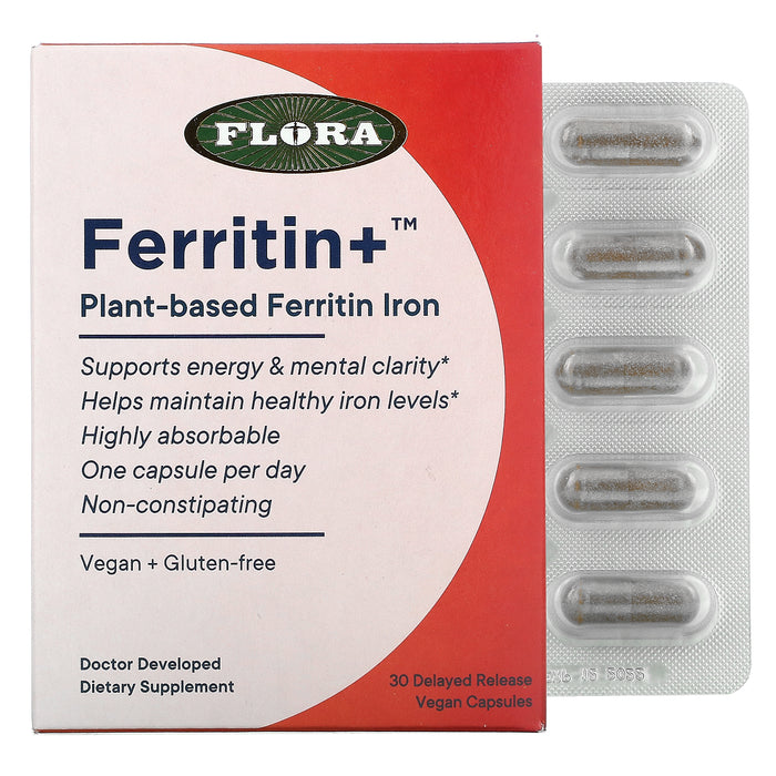 flora-ferritin-plant-based-ferritin-iron-30-delayed-release-vegan-capsules - Supplements-Natural & Organic Vitamins-Essentials4me