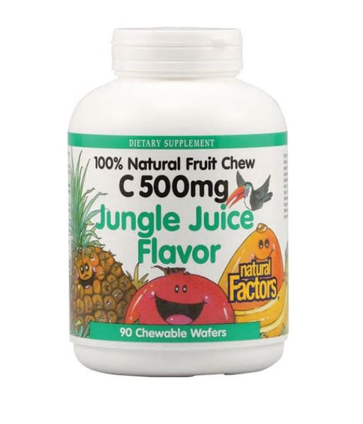 natural-factors-100-natural-fruit-chew-c-jungle-juice-500-mg-90-chewable-wafers - Supplements-Natural & Organic Vitamins-Essentials4me