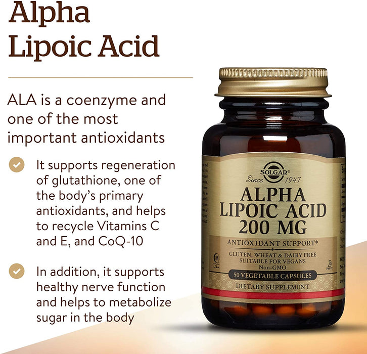 solgar-alpha-lipoic-acid-200-mg-50-vegetable-capsules - Supplements-Natural & Organic Vitamins-Essentials4me