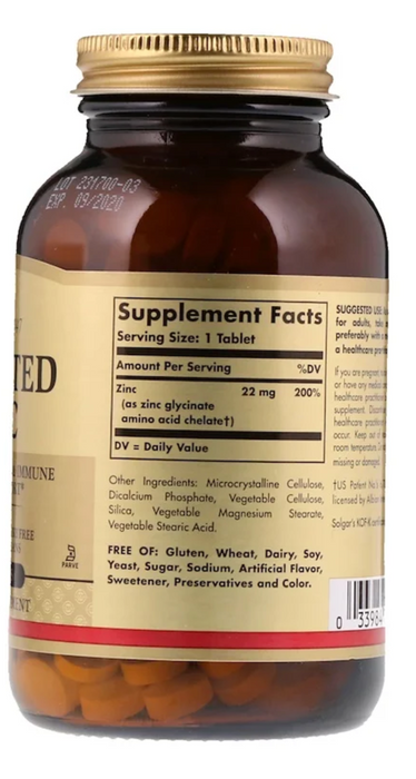 solgar-chelated-zinc-250-tablets - Supplements-Natural & Organic Vitamins-Essentials4me