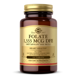 solgar-folate-as-metafolin-800-mcg-100-tablets - Supplements-Natural & Organic Vitamins-Essentials4me