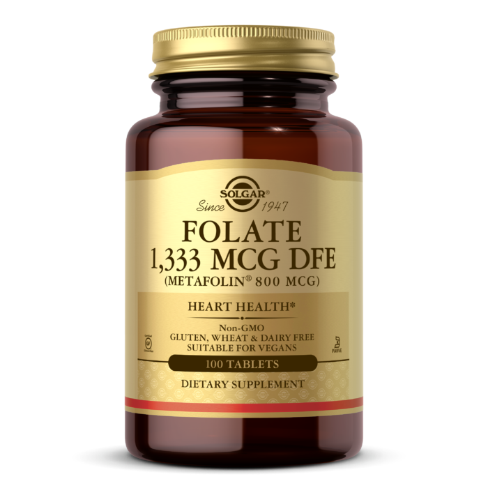 solgar-folate-as-metafolin-800-mcg-100-tablets - Supplements-Natural & Organic Vitamins-Essentials4me