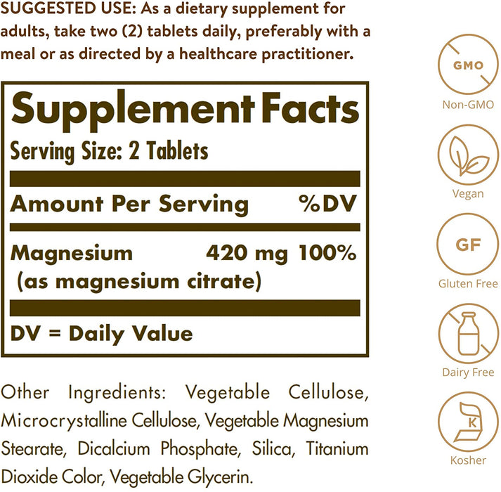solgar-magnesium-citrate-120-tablets - Supplements-Natural & Organic Vitamins-Essentials4me