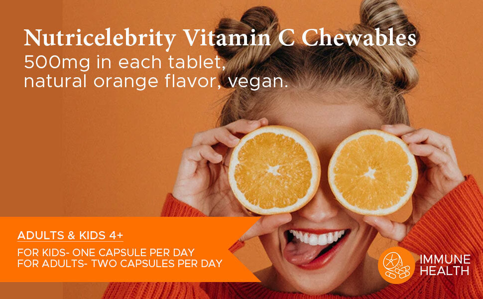 nutricelebrity-vitamin-c-zinc-ginger-roots-chewable-natural-orange-flavor-90-tablets - Supplements-Natural & Organic Vitamins-Essentials4me