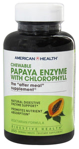 american-health-papaya-enzyme-with-chlorophyll-250-chewable-tablets - Supplements-Natural & Organic Vitamins-Essentials4me