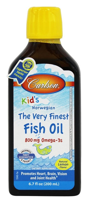 carlson-labs-for-kids-the-very-finest-norwegian-fish-oil-great-lemon-flavor-6-7-oz - Supplements-Natural & Organic Vitamins-Essentials4me