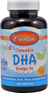 carlson-for-kids-chewable-dha-bursting-orange-flavor-120-softgels-expires-on-april-2020 - Supplements-Natural & Organic Vitamins-Essentials4me