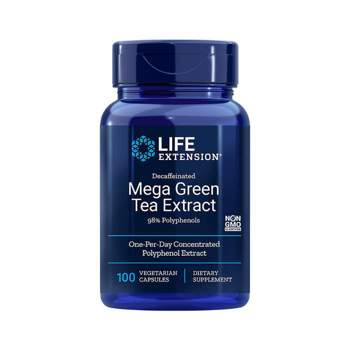 life-extension-decaffeinated-mega-green-tea-extract-100-vegetarian-capsules - Supplements-Natural & Organic Vitamins-Essentials4me