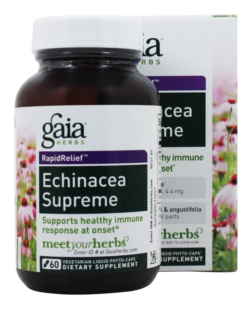 Gaia Herbs Echinacea Supreme Liquid Phyto Capsules, 60 Vegetarian Caps