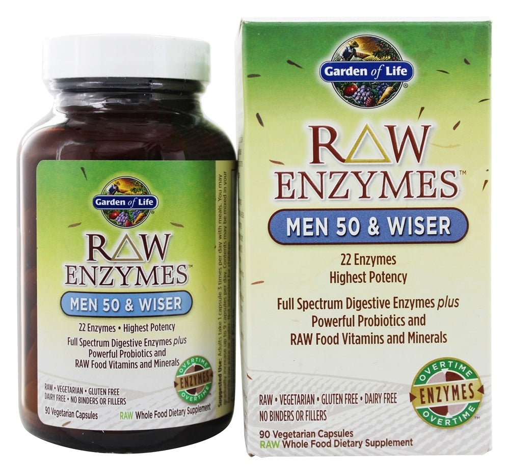 Garden of Life, RAW Enzymes, Men 50 & Wiser, 90 Vegetarian Capsules