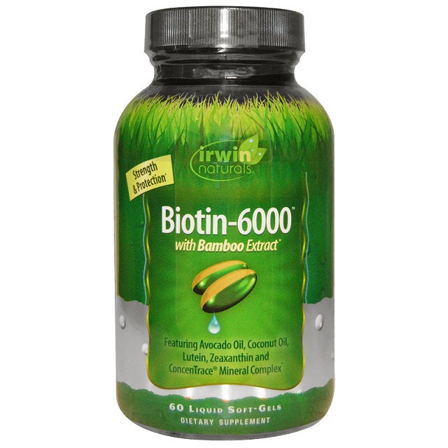 irwin-naturals-biotin-6000-with-bamboo-extract-60-softgels - Supplements-Natural & Organic Vitamins-Essentials4me