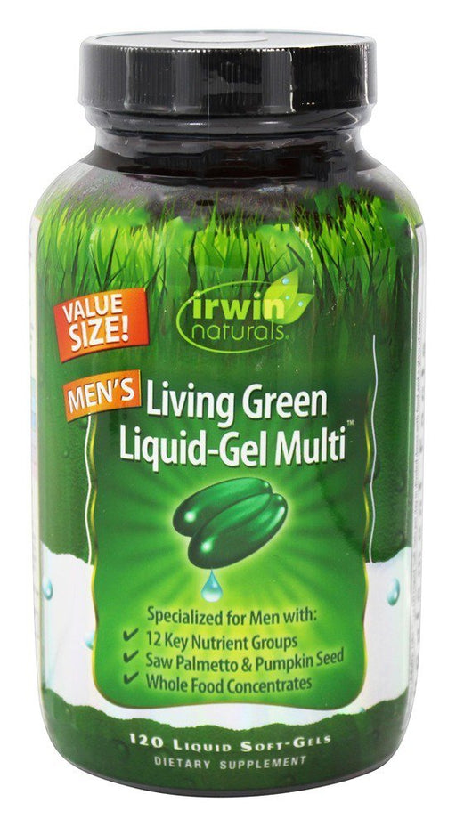 irwin-naturals-mens-living-green-liquid-gel-multi-120-liquid-soft-gels - Supplements-Natural & Organic Vitamins-Essentials4me