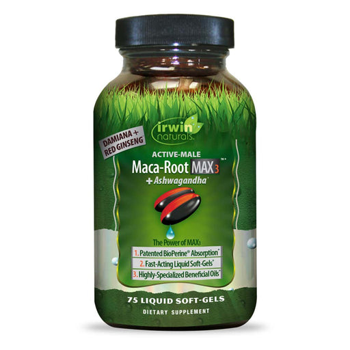 irwin-naturals-active-male-maca-root-max3-ashwagandha-75-soft-gels - Supplements-Natural & Organic Vitamins-Essentials4me