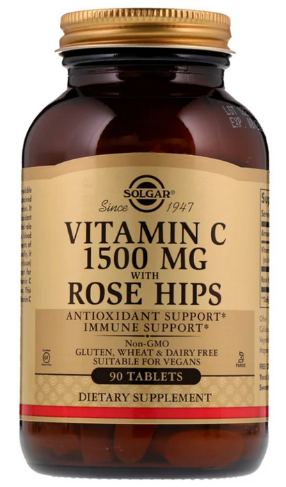 solgar-vitamin-c-with-rose-hips-1-500-mg-90-tablets - Supplements-Natural & Organic Vitamins-Essentials4me