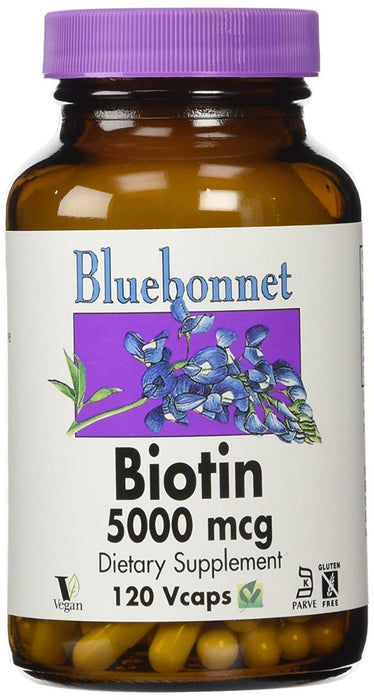 bluebonnet-nutrition-biotin-5-000-mcg-120-vegetable-capsules - Supplements-Natural & Organic Vitamins-Essentials4me