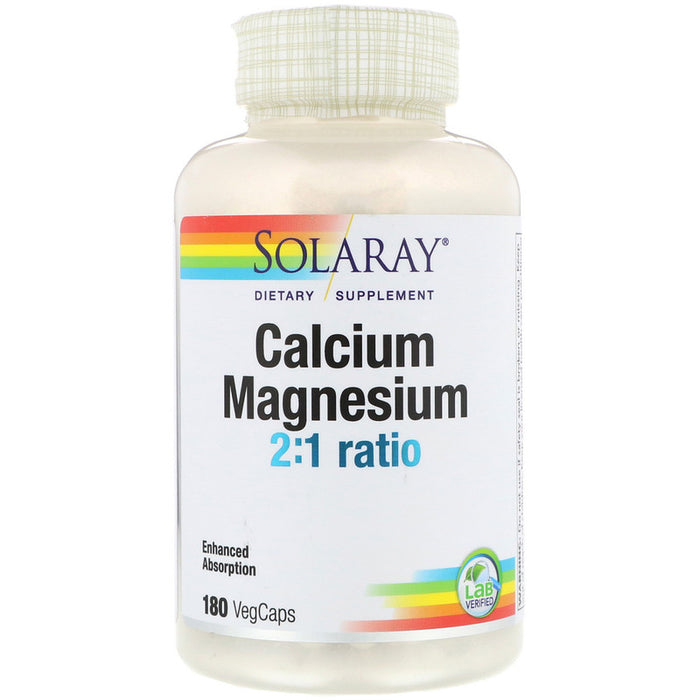solaray-calcium-magnesium-amino-acid-chelate-2-1-ratio-180ct - Supplements-Natural & Organic Vitamins-Essentials4me