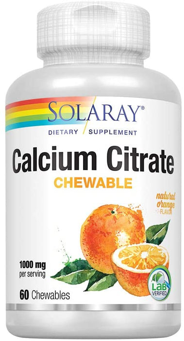 solaray-calcium-citrate-chewable-1000mg-250mg-each-60-chewable - Supplements-Natural & Organic Vitamins-Essentials4me