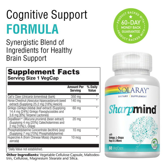 solaray-sharpmind-cognitive-support-formula-60ct - Supplements-Natural & Organic Vitamins-Essentials4me