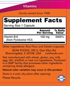 now-foods-b-6-100-mg-250-capsules - Supplements-Natural & Organic Vitamins-Essentials4me