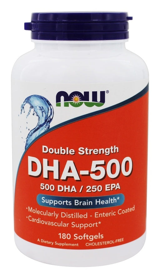 now-foods-dha-500-double-strength-180-softgels - Supplements-Natural & Organic Vitamins-Essentials4me
