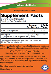now-foods-fenugreek-500-mg-100-capsules - Supplements-Natural & Organic Vitamins-Essentials4me